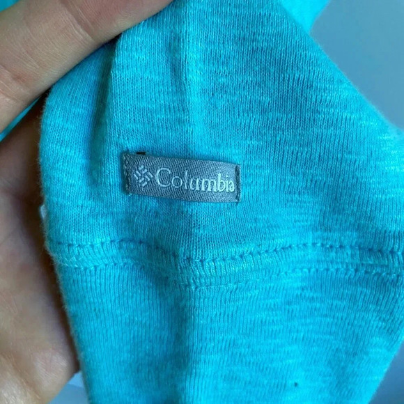COLUMBIA Heathered  Blue 100% Cotton Longsleeve Rocky Ridge Hooded Shirt Sz M - Picture 9 of 15